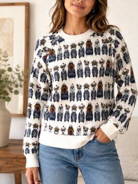 Sm Wardrobe Whimsical Dog & Nautical Attire Crewneck Sweatshirt